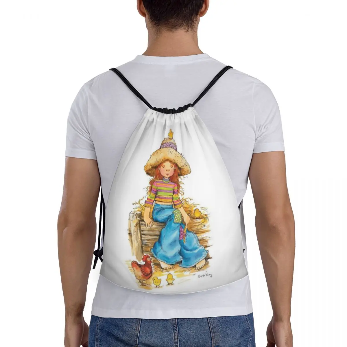 

Sarah Kay Swing Girl Backpacks Casual Portable Drawstring Bags Sports Bag Book Bags For Man Woman Students