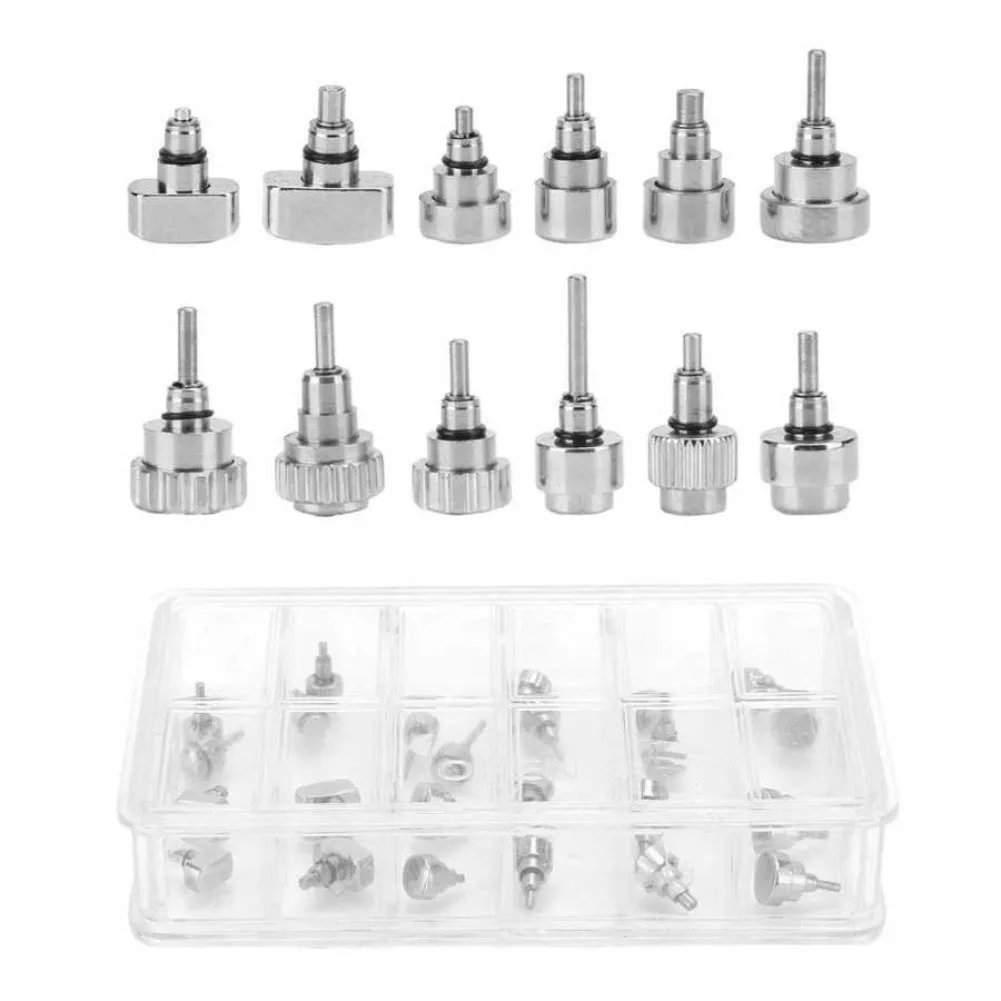 24pcs 12 Types Stainless Steel Watch Case Push Press Button Watch Repair Tools For Watchmakers Repair Technicians Parts Kit