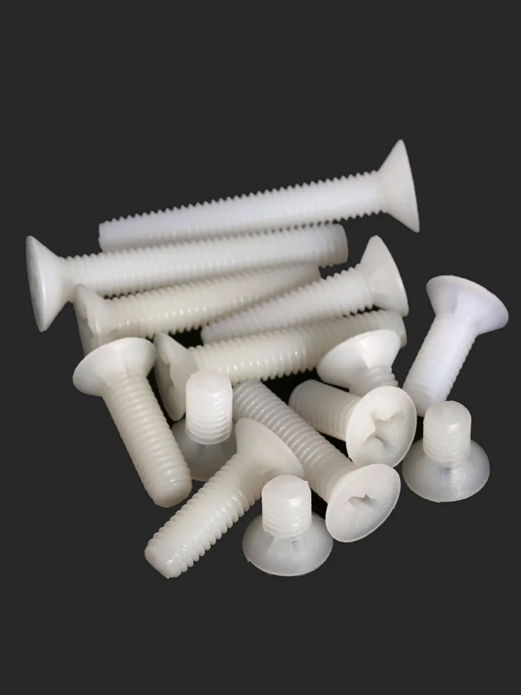 100/50/30/20pcs White Black Nylon Countersunk Head Screw Insulation Plastic Phillips Flat Head Screws Bolts M2.5 M3 M4 M5 M6 M8