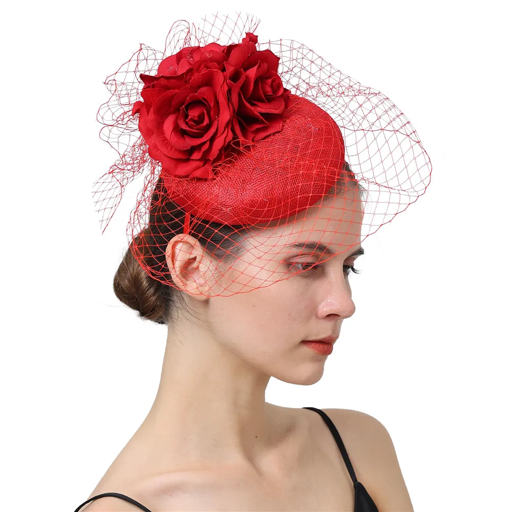 

Orange Great Sinamay Bridal Party Headwear Vintage Fascinator Hat Hoops Accessory Wedding Headpiece With Headband High Quality