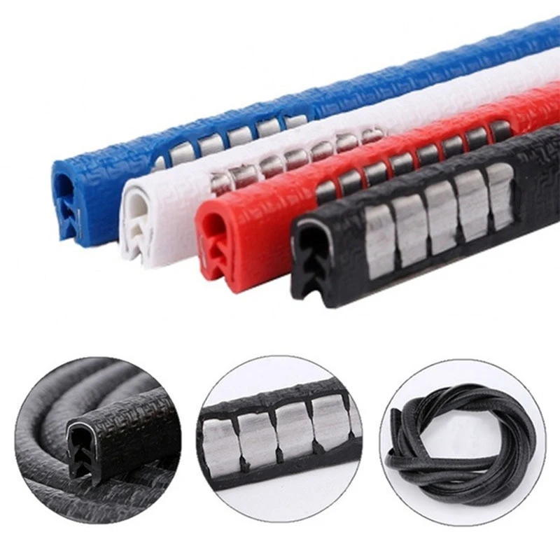U-Shaped Sealing Strip Rubber Edging Stainless Car Door Anti Collision Strip with Edge Scratch Sealing Guard Styling Car Decor