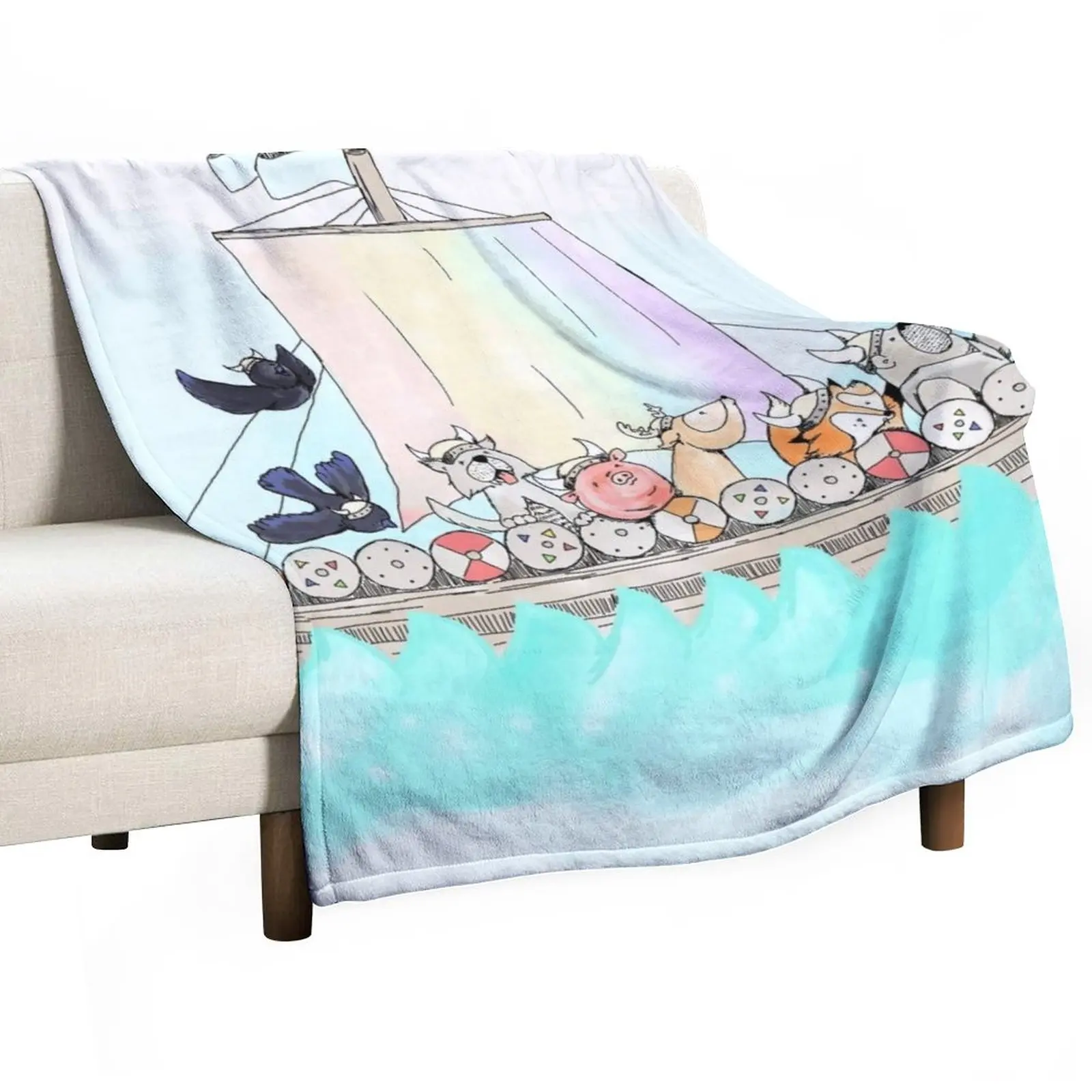 

Viking Animal Longship Blanket Throw Blanket Blanket For Decorative Sofa Nap Blanket Personalized Gift