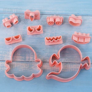 Halloween Ghost Face Cookie Cutters, Backvorgänge, Kekse Botschaft, Fondantstempel, Kuchendekorationsinstrument, DIY, 10pcs per Set 8 Hauptverkäufe Süßwarenscheibenkuchen - №4