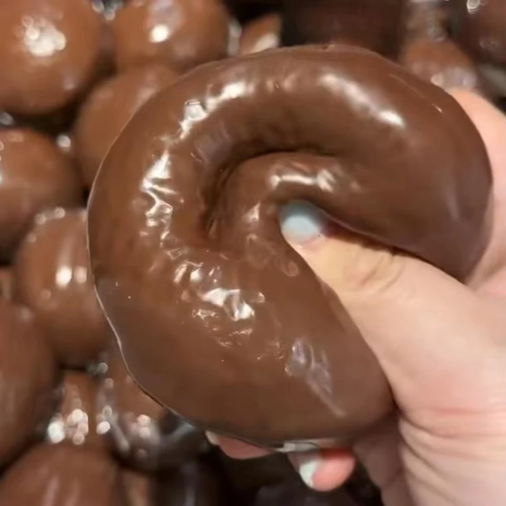 Chocolate Pie Squishy Stress Ball Fidget Toy Crunchy Squeeze Toy Soft Building Block Filled Adults ASMR Stress Relief Holiday Gi image 4