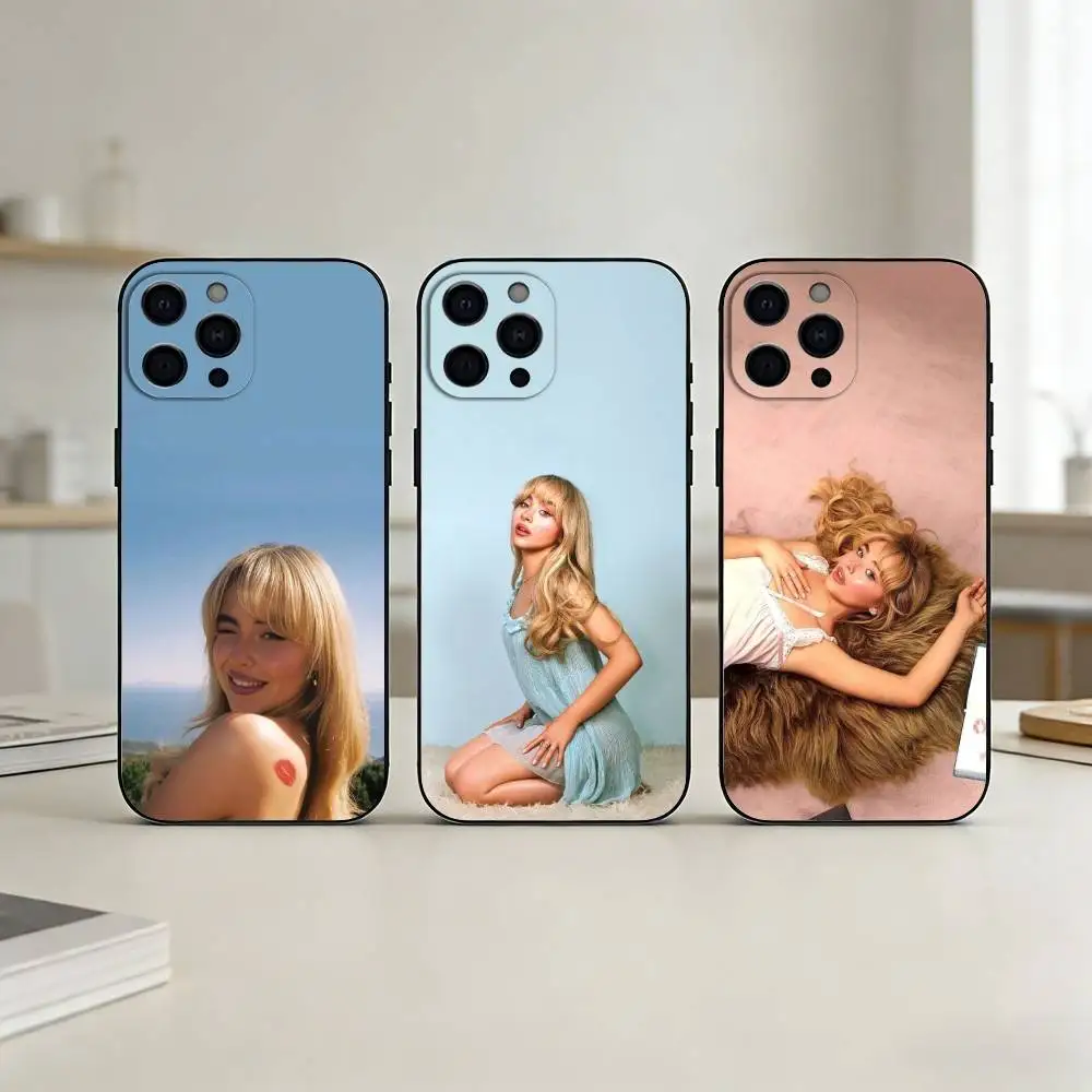 

sabrina carpenter Phone Case For iPhone 17,16,15,14,13,12,11 Plus,Pro,Max,Mini Silicone black Soft Cover