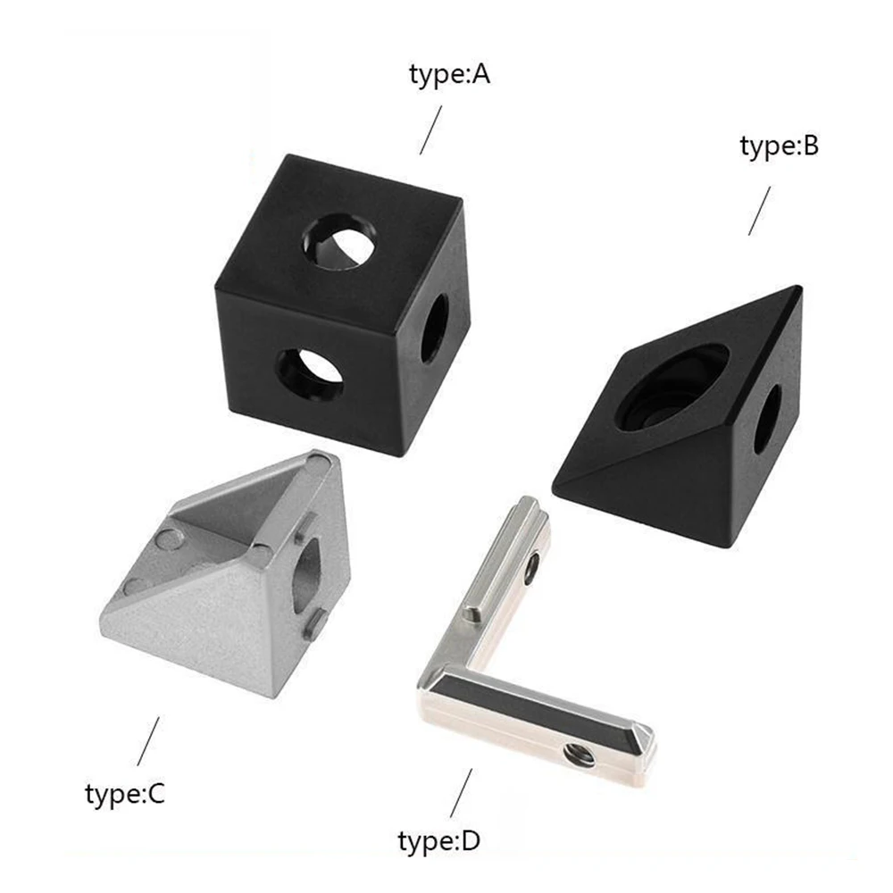 

3D Printer 2020 Aluminum Block Cube Prism Connector Wheel Regulator Corner V-slot Three Way Connector delta 3d printer parts