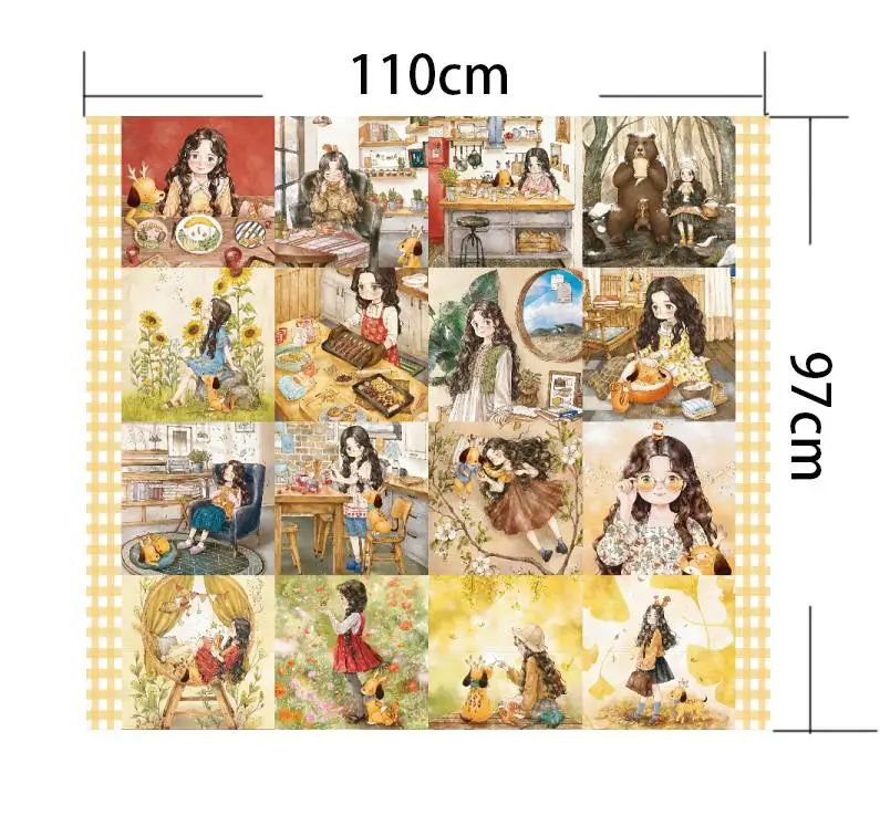 97*110cm cute forest little girl Cotton Fabric Sew Clothes Dress Fabrics,DIY Quilting Needlework Patchwork Material