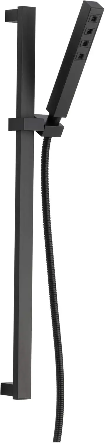 

Single-Spray Slide Bar Handheld Shower with Hose, Matte Black - Enhanced Coverage and Water Efficiency