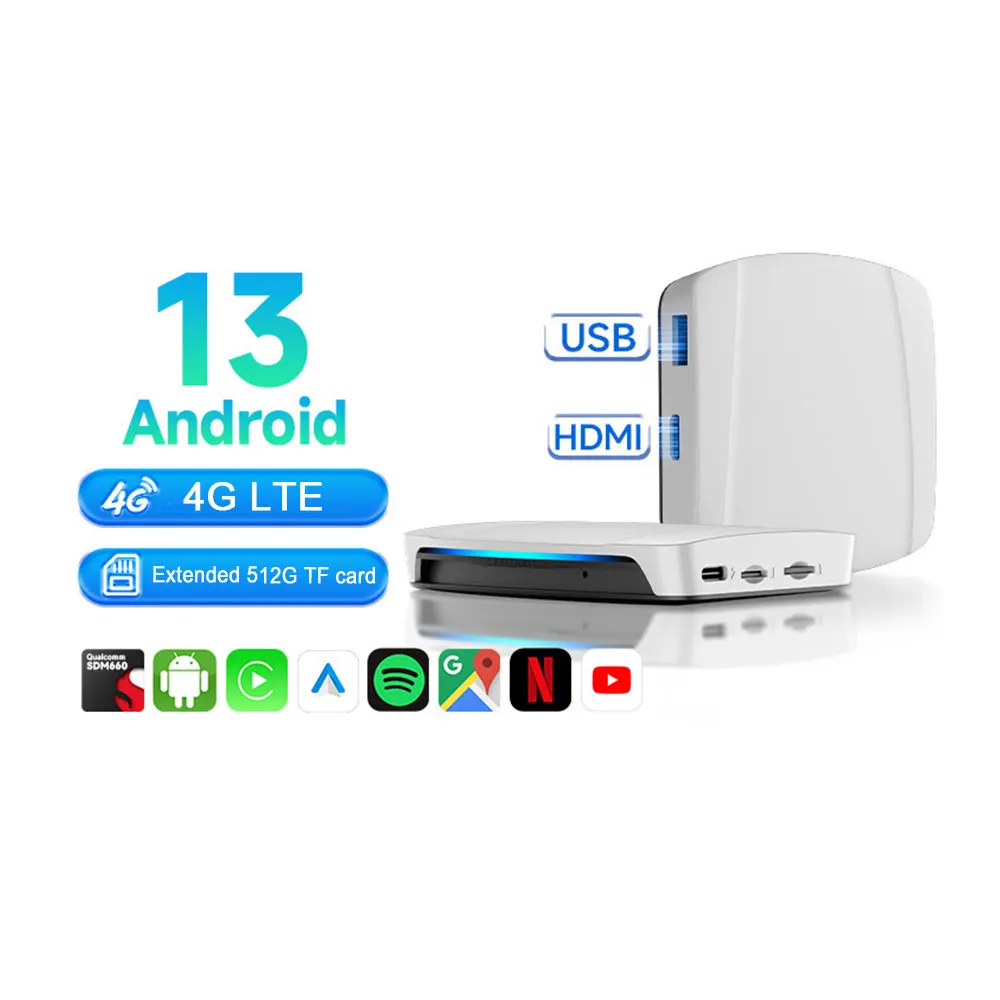 CarlinKit UHD HD MI Output Android 13 CarPlay AIBox SDM660 Inalámbrico CarPlay Android Auto Video Smart TV Streaming Box