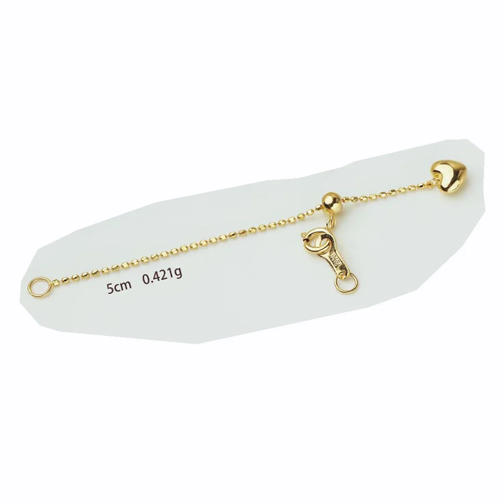 Pure 18k Gold Fine Jewelry DIY Finding Au750 Accessories Pearl Necklace Bracelet Extend Tail Clasp Ajustable Extender Chain