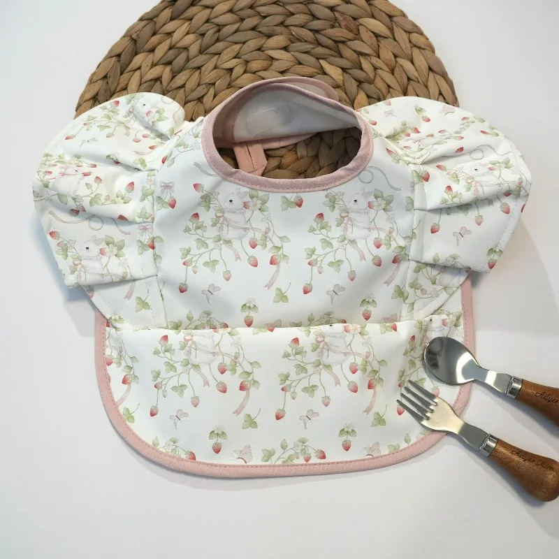 Eating Bib PU Leather Wings Cute Ins Baby Waterproof Baby Protective Clothing Sleeveless Rice Bib Dirt Proof 0-4 Years Old
