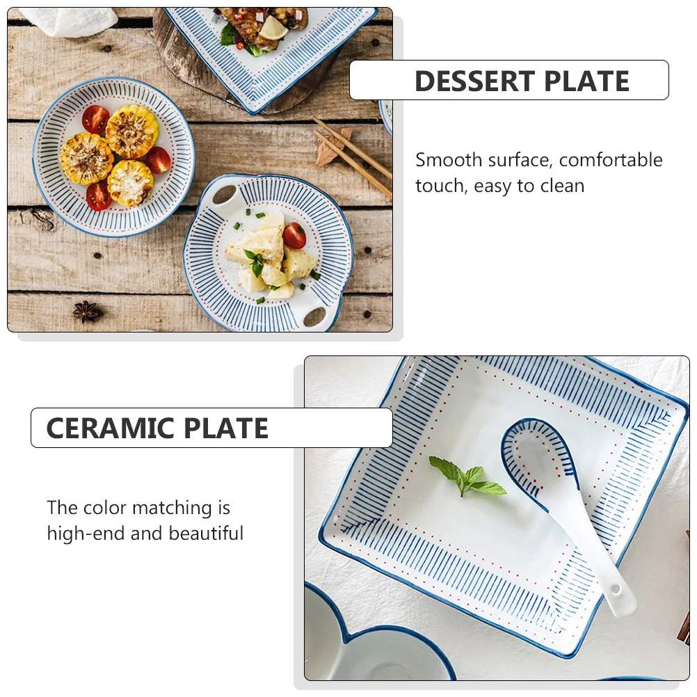 

1Pcs Ceramic Dessert Plate Storage Tray Assorted Color Corrosion Resistant Household Serving Plate for Hotels