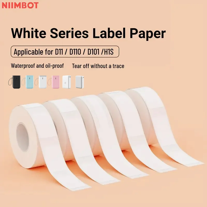 Niimbot White Label Sticker For D11 D110 D101 Self-Adhesive Label Pure White Waterproof Anti-Oil Sticker Labeling Tape Paper