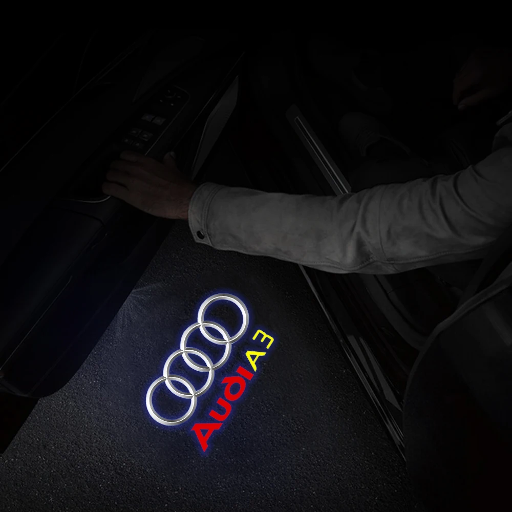 Luz de bienvenida con logotipo LED para puerta de coche, lámpara de Proyector láser para Audi Sline S3, S4, S5, S6, S7, RS Quattro, Q7, Q5, Q3, A4,