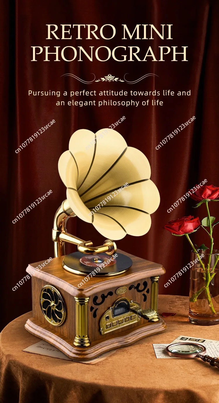 

Vinyl record player shape, mini phonograph, retro Bluetooth speaker, furniture ornament, popular high-power speaker