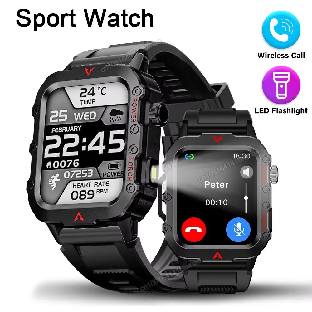 

Мужские спортивные умные часы для улицы, 1,71-дюймовый экран, кислород в крови, Bluetooth-разговорные часы, мультиспортивный светодиодный фонарик, уличные умные часы