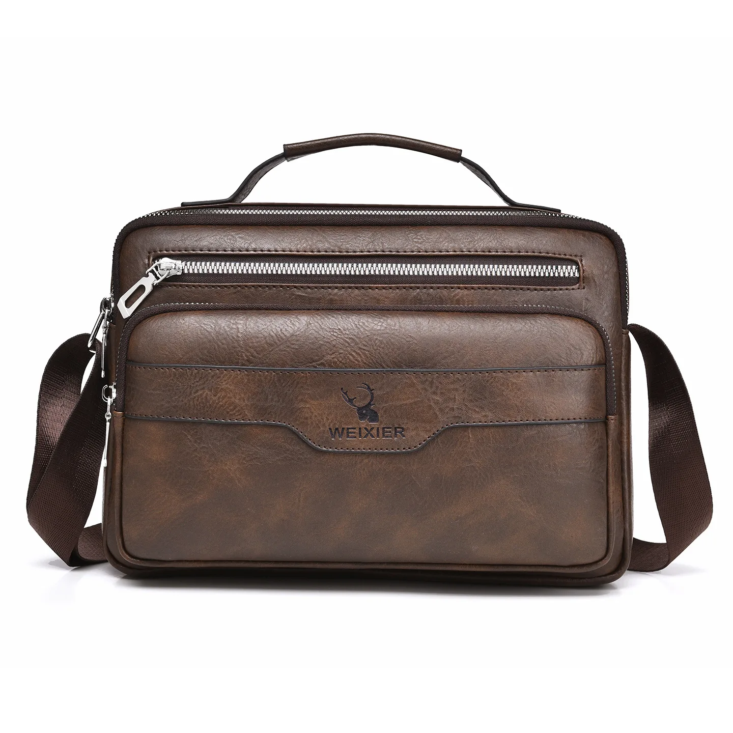 

Waterproof Casual Men's PU leather Bag Business Shoulder Bag Crossbody Large Capacity Multi-pocket Travel Handbag For Men