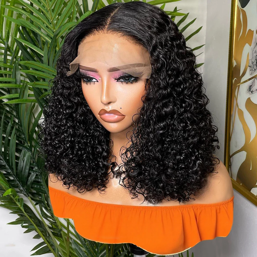 

13x4 Бесклеевой парик с глубокими волнами Боб Бразильские человеческие волосы Wear and Go Короткий боб Предварительно выщипанный парик 13x6 HD Парик фронта шнурка для чернокожих женщин