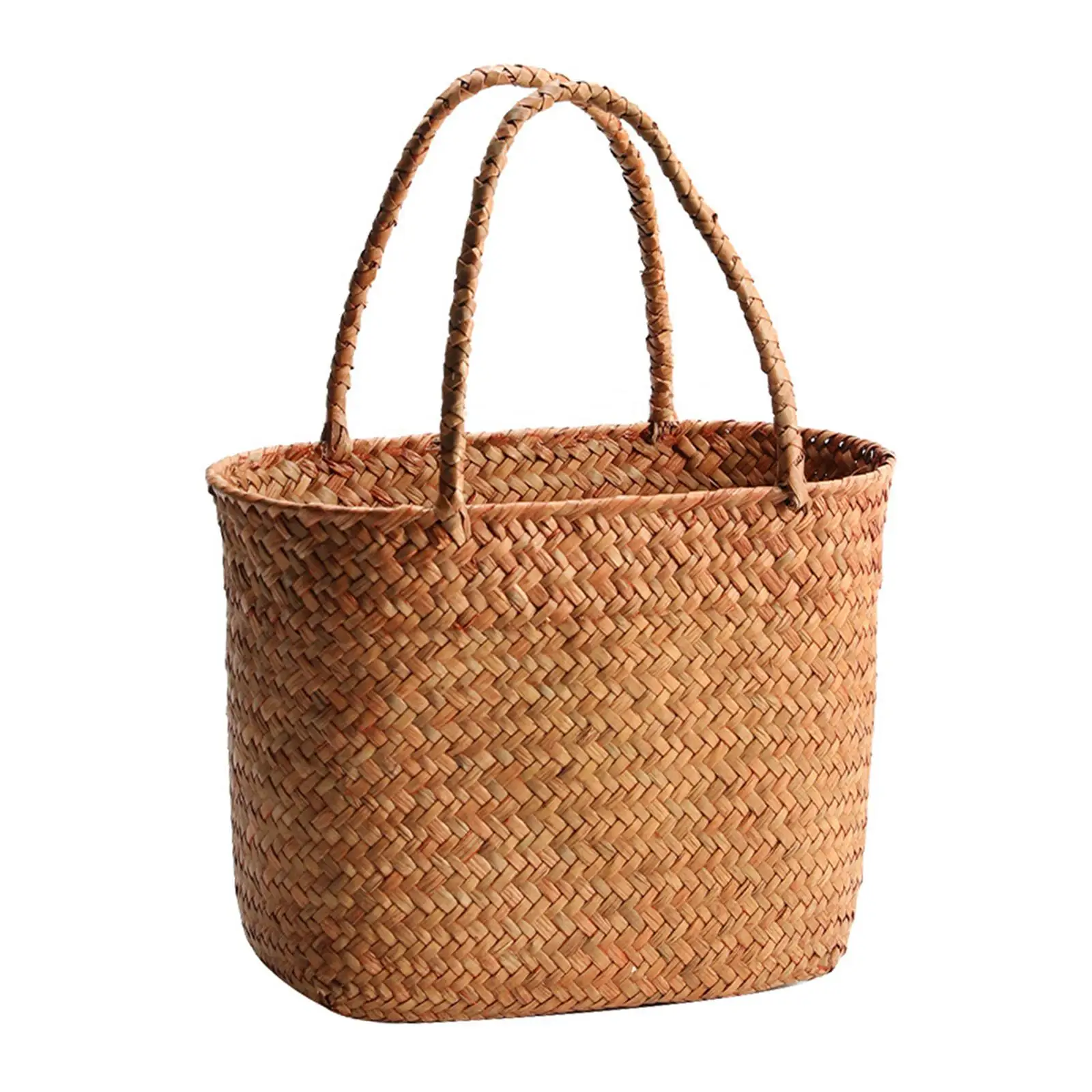 Outdoor Picnic Basket Woven Grocery Baskets Market Basket Woven Shopping Storage Basket for Camping Hiking Kitchen Shopping