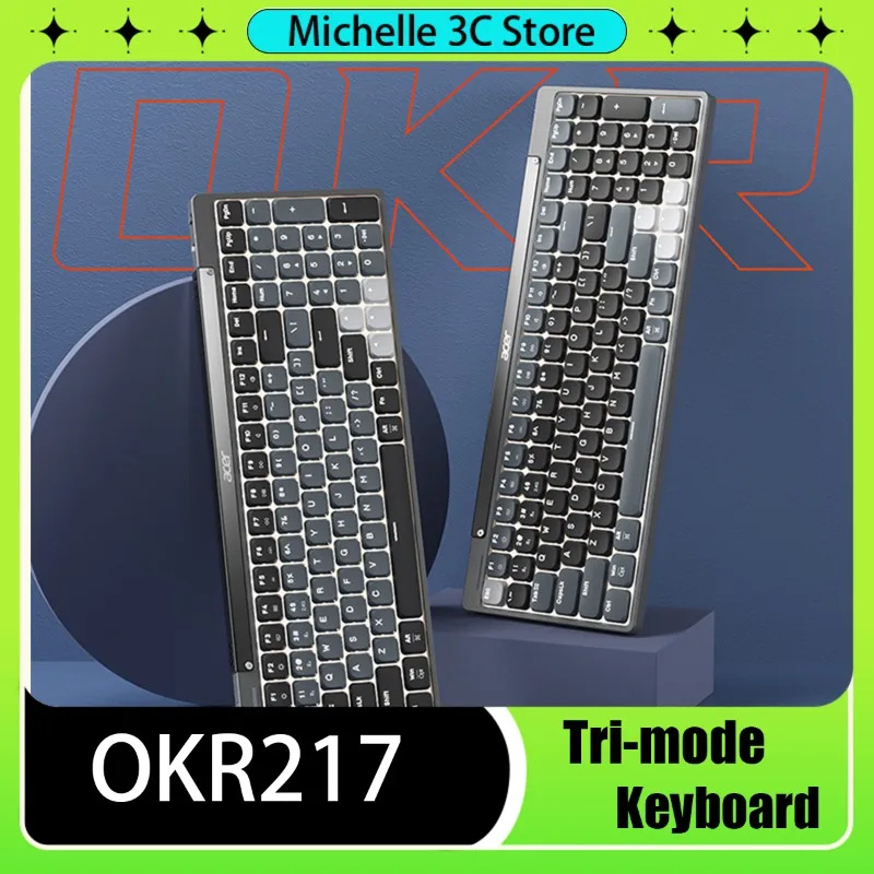 

OKR217 Tri-mode Ultra-thin Mechanical Keyboard with Low Axis Red Axis/Brown Axis 100keys Aluminum frame RGB Backlight Office