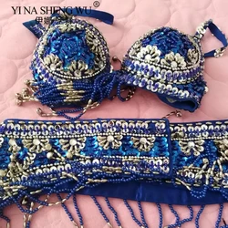 Oriental Belly Dance Costumes Bra Belt Indian Suit Set Belly Dancer Outfits Stage Carnival Tops Special Customizable Hand Beaded