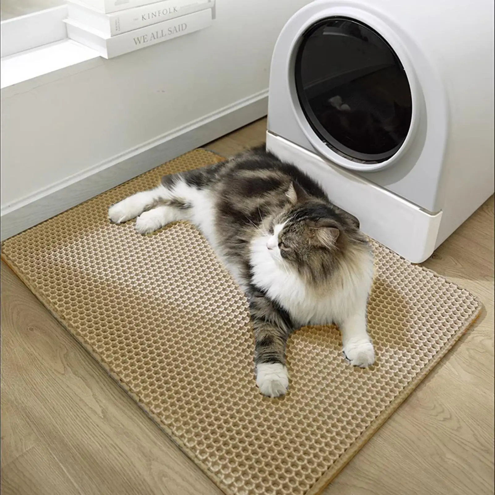

Cat Litter Mat EVA Kitten Litter Catching Mat Double-Layer Pet Cat Waste Catching Pad For Home Kitchen Bedroom Living Room Yard