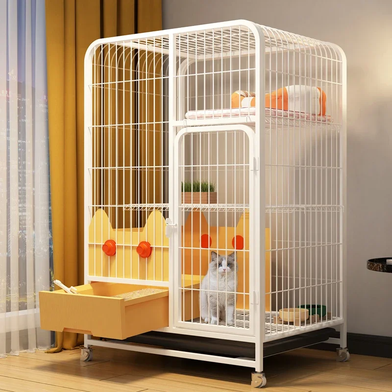 

Cat cage cat litter box integrated cat toilet...