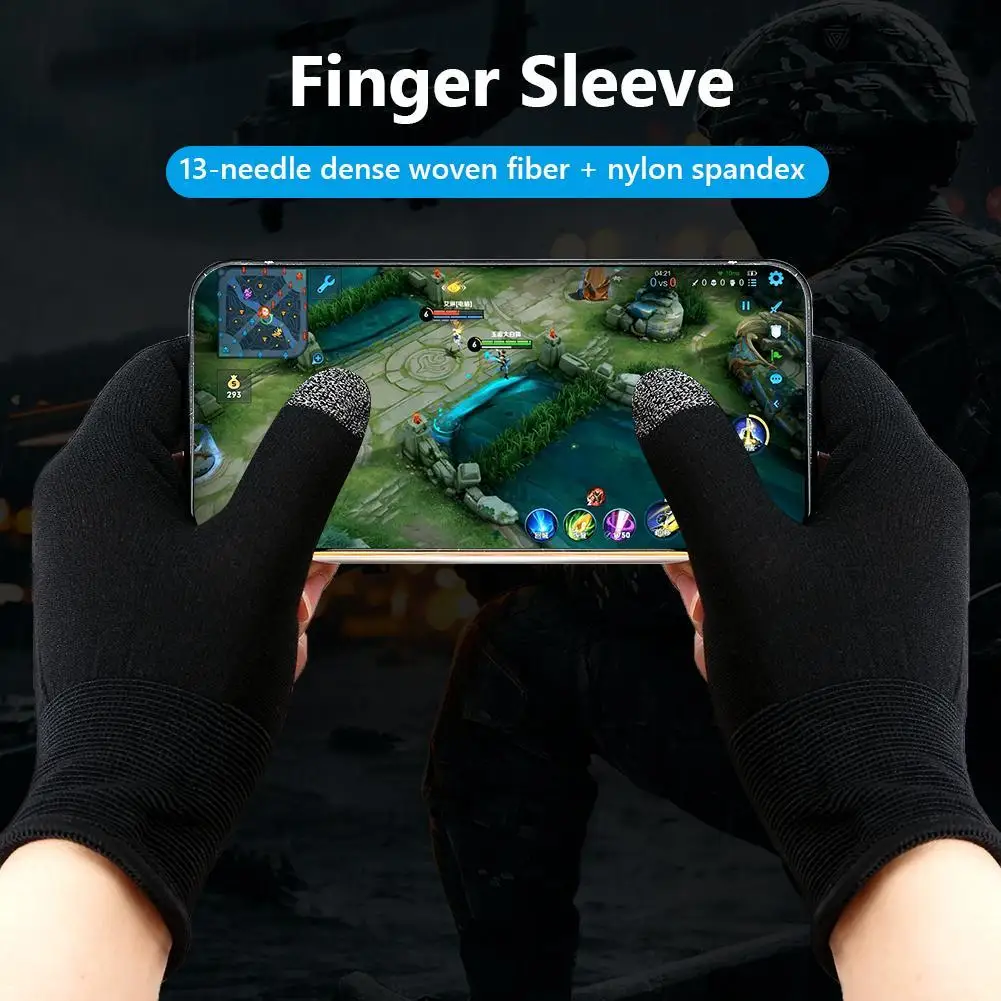 1 Pair Gaming Finger Sleeve Sweatproof Touch Screen Shoot Aim Finger Cot Breathable Fingertip Cover Thumb Gloves for Mobile Game view 2