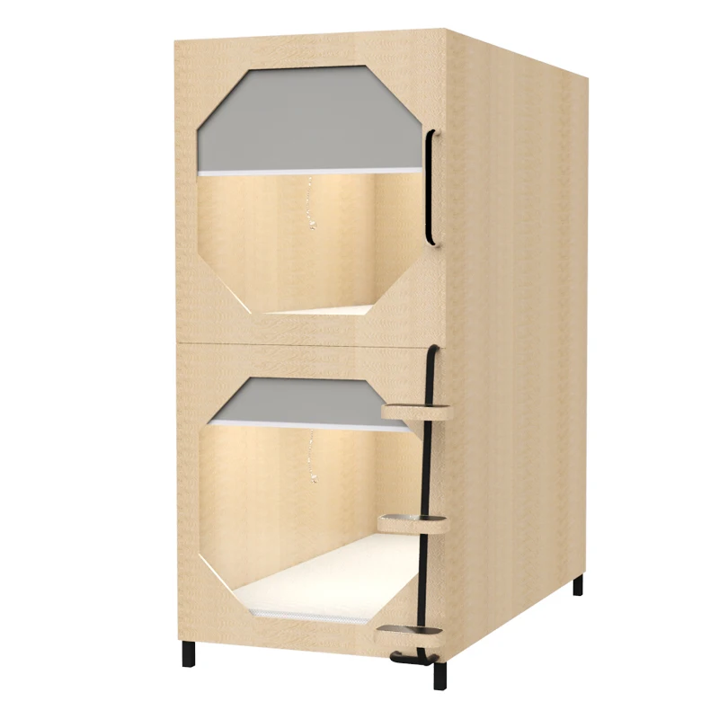 سرير كابينة خشبية فاخرة مع كبسولات شقة فندقية على الطراز الياباني على الطراز الياباني في أعلى وأسفل