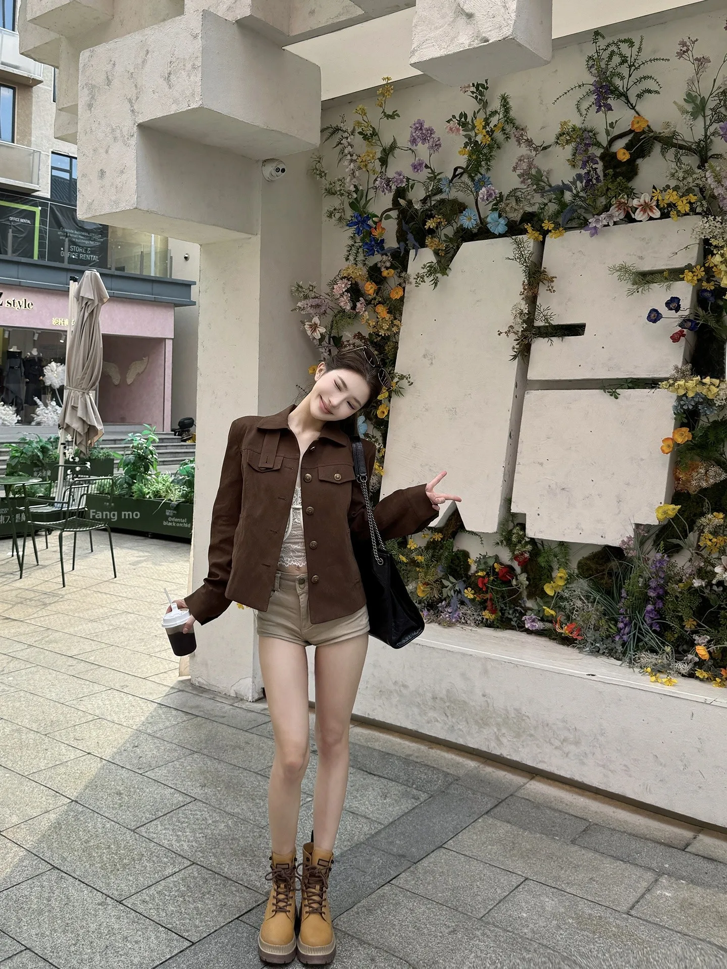 

Усовершенствованная коричневая рабочая одежда с воротником в стиле ретро, женская осенне-зимняя приталенная универсальная хлопковая верхняя одежда на пуговицах, топ