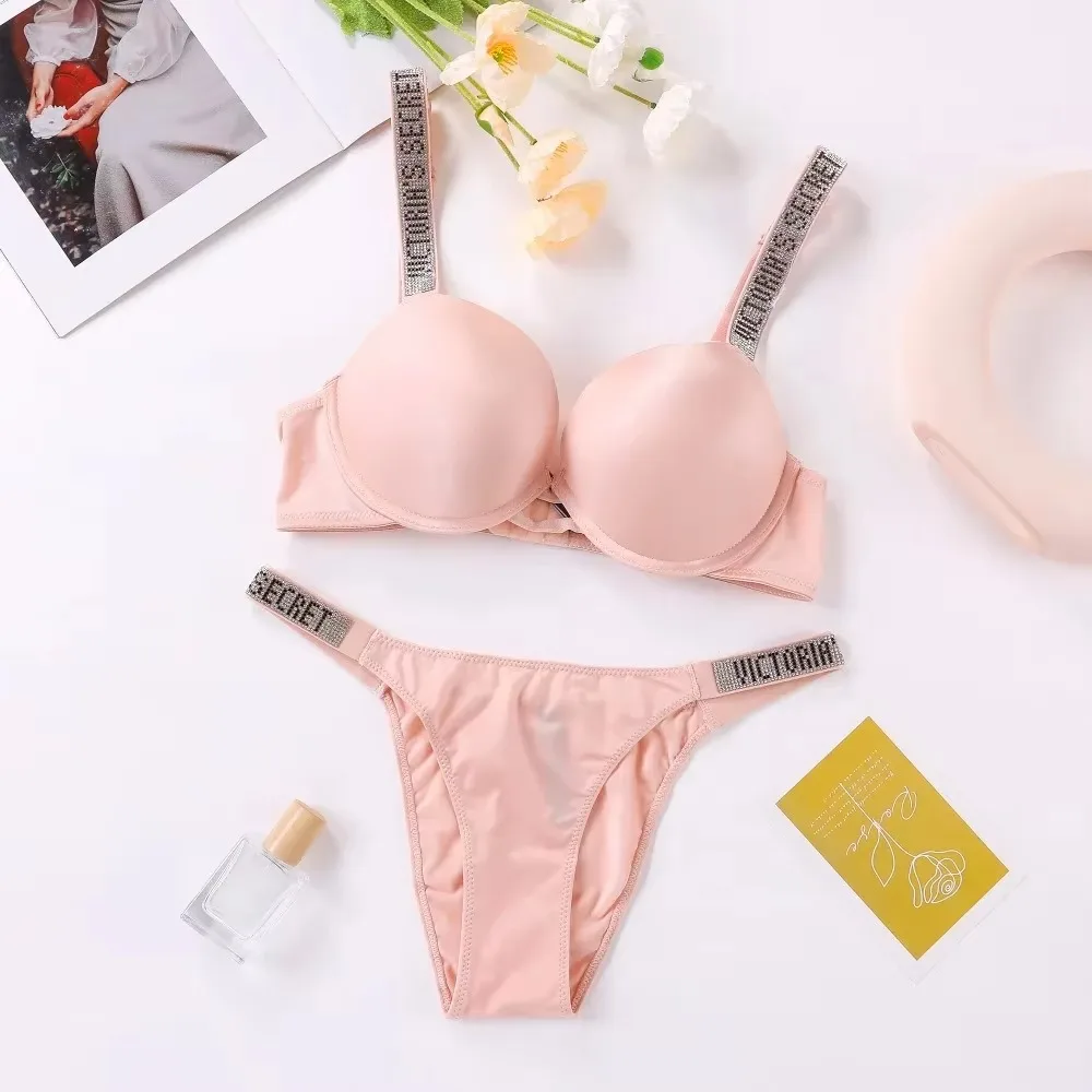Victoria's Secret Nieuwe Klassieke BH en Slip Set Kant Lingerie Sets Dames Sexy Lingerie Set Kant Trim Ondersteunend Verstelbaar