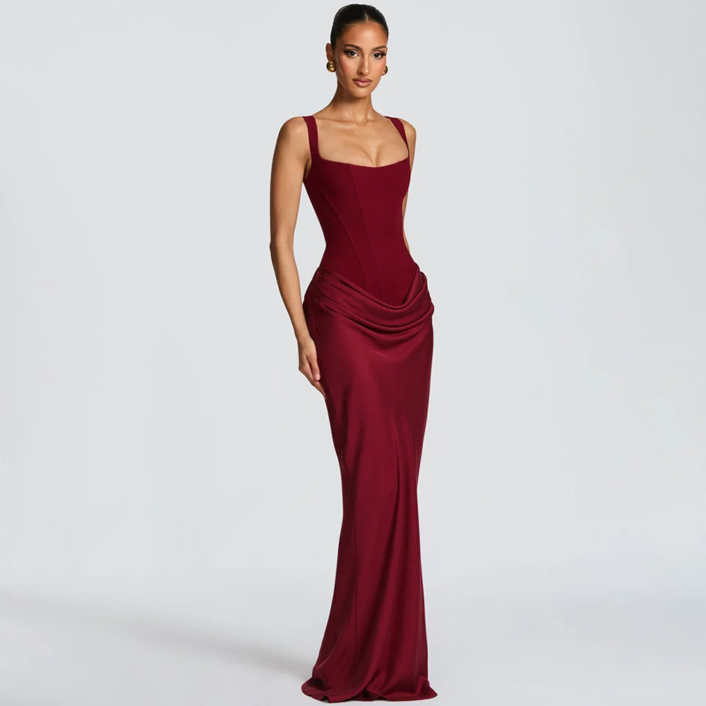 

Elegant Party Dresses Women's Halter Sleeveless Slim Hip Package Solid Female Dresses 2026 Backless Long Red Evening Dresses