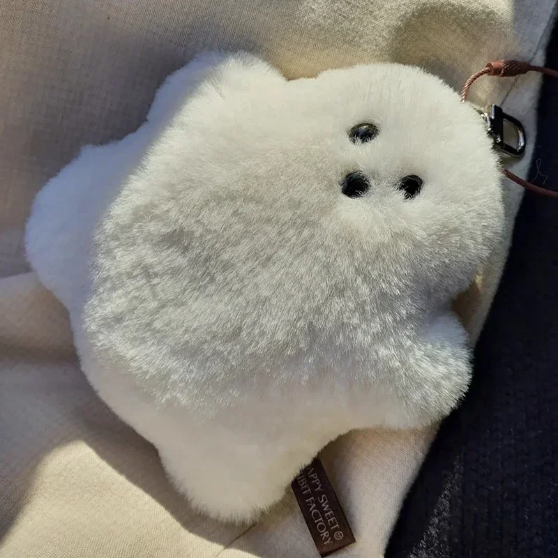 1/2pcs Cute White Plush Ghost Keychain School Bag Pendant Doll Cute Plush Bag Hanging Doll Key Chains Children Gift Accessories