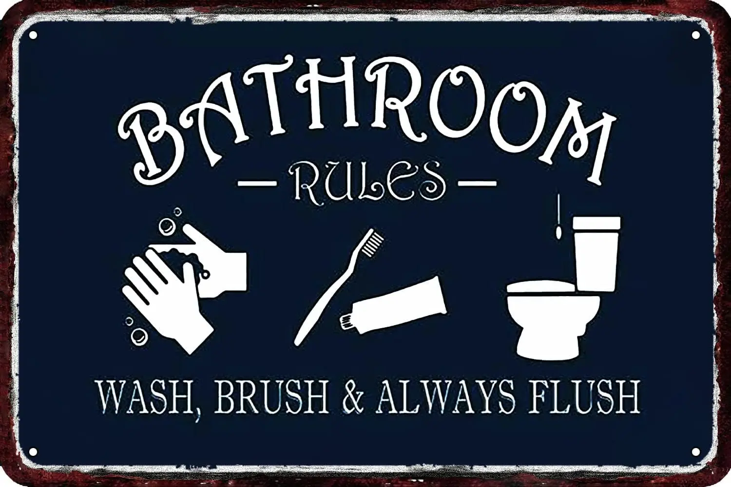 Bathroom Rules Vintage Metals tin Signs Metal Wall Decor Retro Art Tin Sign Look Funny Decorations for Home Kitchen Garage  sign