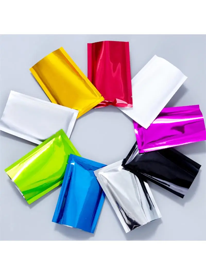 200 SZT. Błyszczące, otwarte od góry, aluminiowe torebki z folii aluminiowej do pakowania, zgrzewane na ciepło, na herbatę, ciastka, wyroby piekarnicze, mięso wołowe, przekąski, czekoladę, mydło, sól. — zdjęcie 2