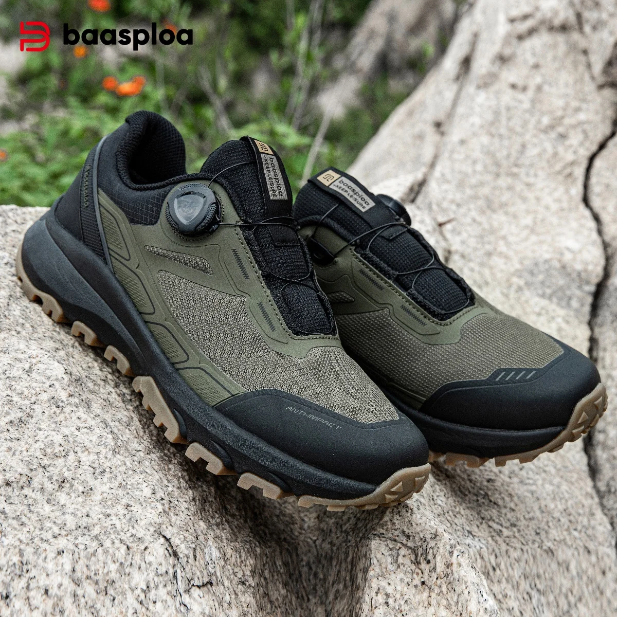 Baasploa Men Hiking Outdoor Sneakers New High Quality Trekking Climbing Shoes Male Rotating Button Luxury Designer Outdoor Shoes