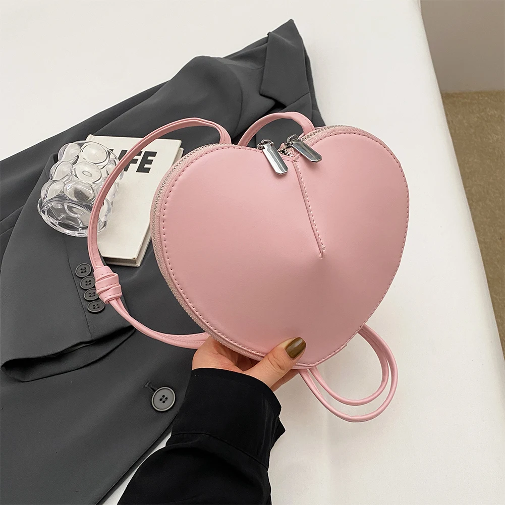 Ladies Quality Love Sling Purses Women\'s Heart Shaped Phone Bags Designer PU Mini Wallet Luxury Brand Solid Small Crossbody Bags