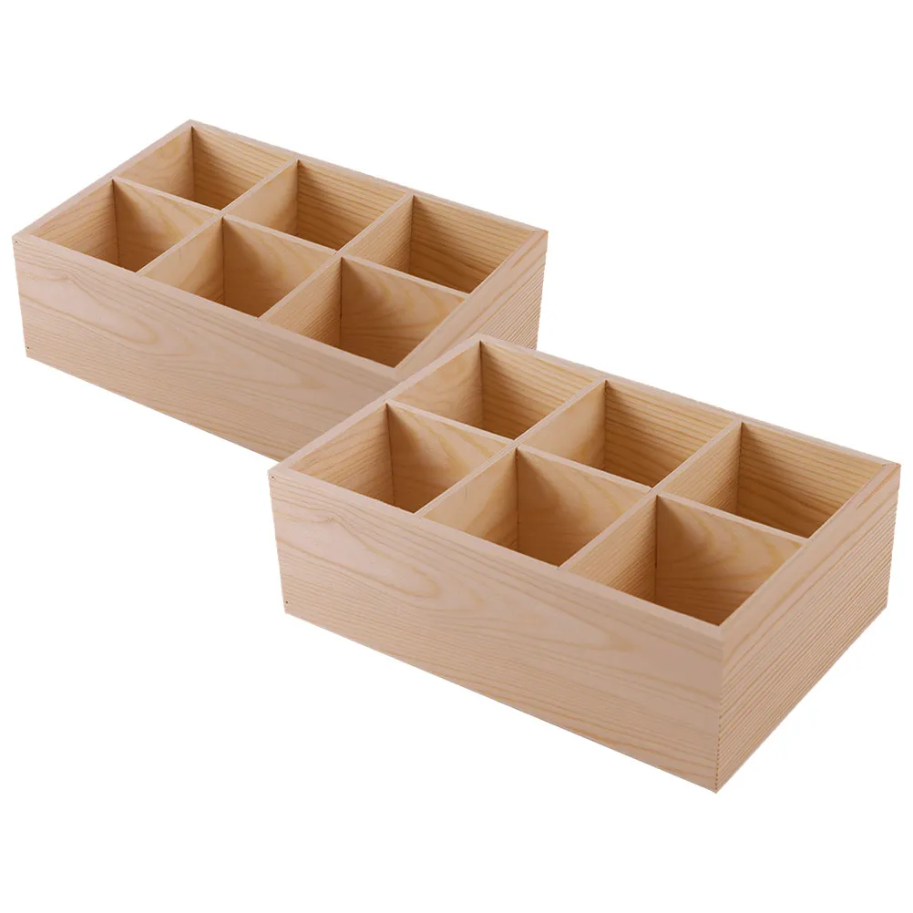 

2Pcs Wooden Desk Organizer with 6 Compartments Multifunctional Pencil Marker Watercolor Pen Holder Crayon Organizer for Artists