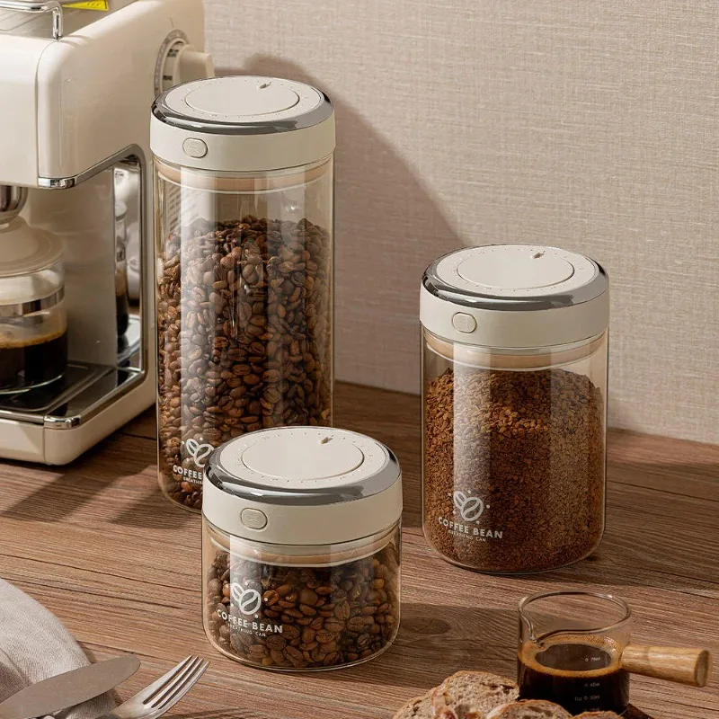 

Герметичная стеклянная банка для специй, контейнер для кофейных зерен с откидной крышкой для организации хранения на кухне