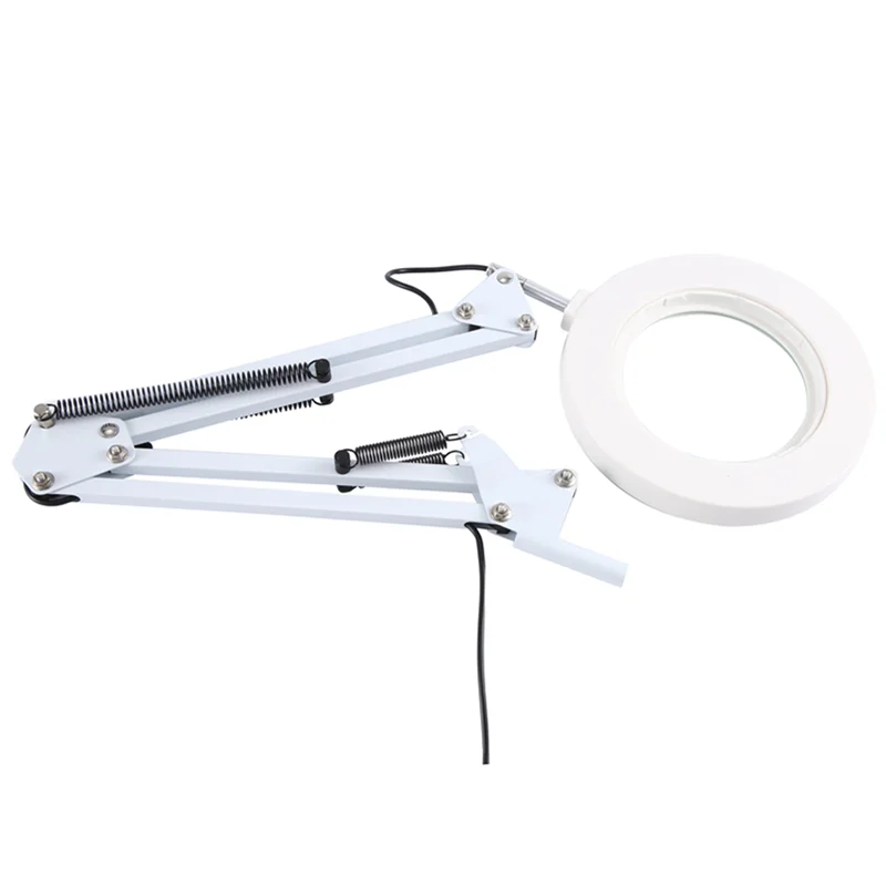 AA46 Vergrößerungslampe, Metall-Schwenkarm-Lupe, 10 Helligkeitsstufen, 3 Farbmodi, 4-Zoll-Durchmesser-Linse