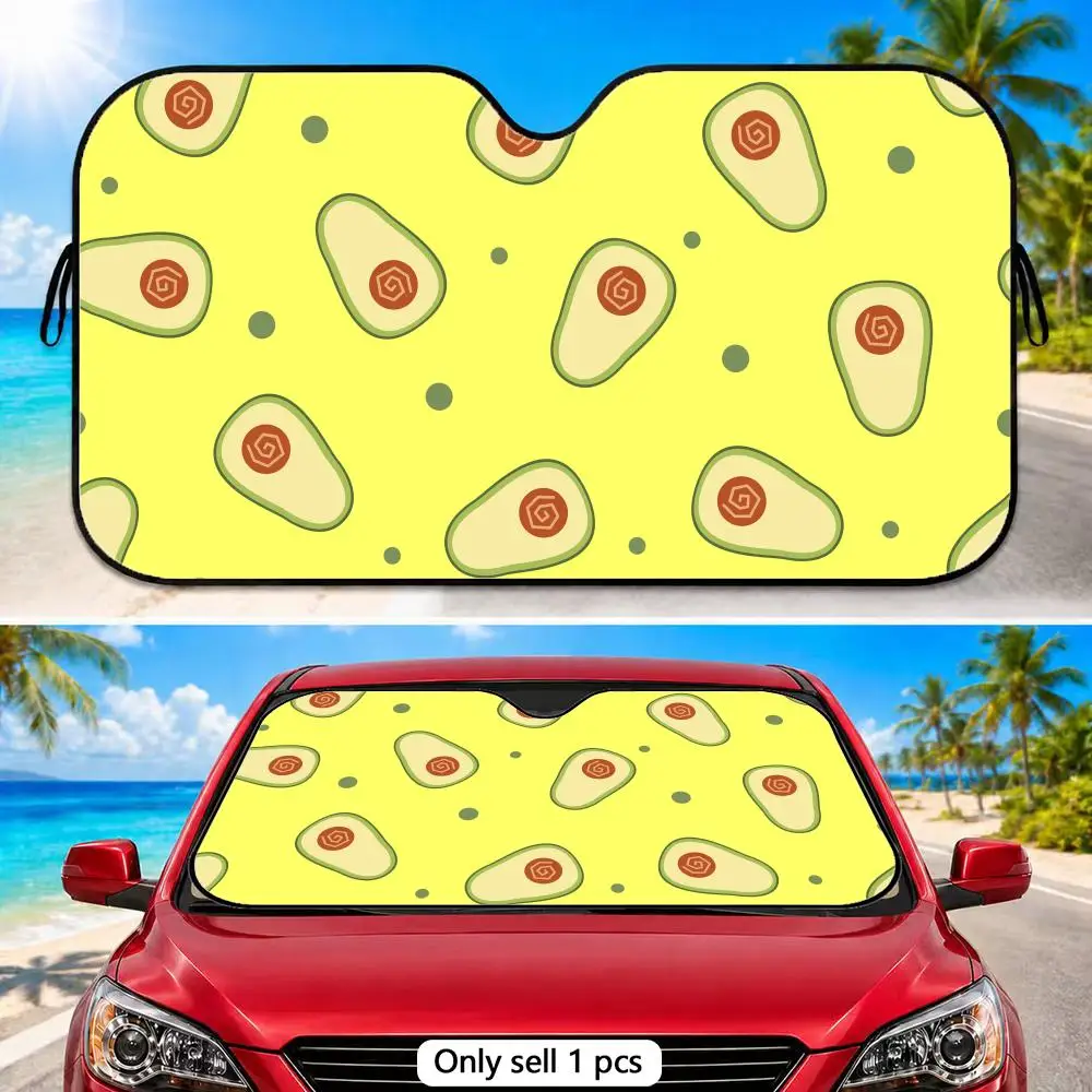 

Avocado Pattern Sun Visor Reusable Foldable Aluminum Foil Sunshade UV Heat Insulation Cover for Car Front Windshield