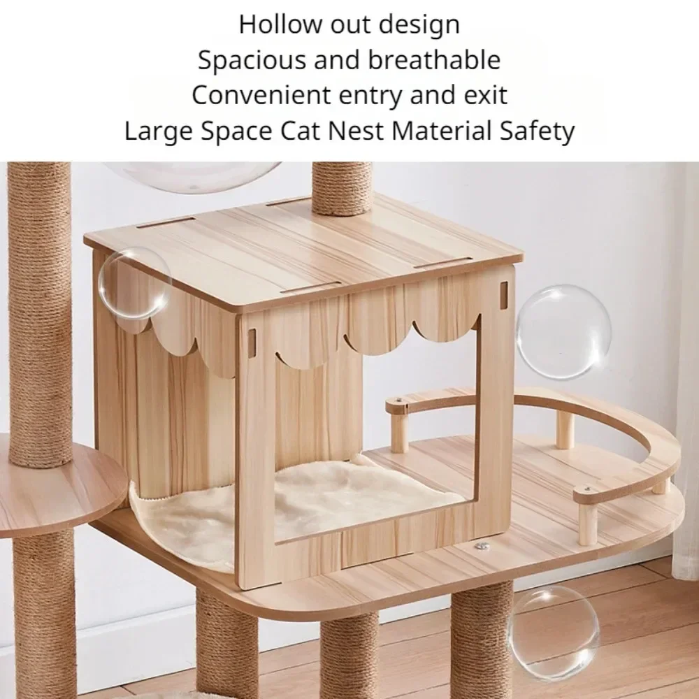 Multilayer Cat Tree with Cat\'s Nest Cat Scratch Board Space Capsule Wear Resistant Large Cat Tower Kitty Play Cat Tree House