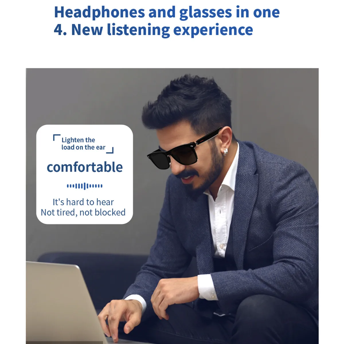 Smart Glasses Translate Language Bluetooth Call AI Voice Assistant Map Navigation Listen Songs Anti Blue Light Smart Eyeglasses