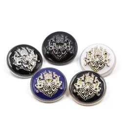 10PCS Of 10mm-28MM Metal Double Lion Buttons Shnaked British College Style School Coat Exquisite Alloy Buckle