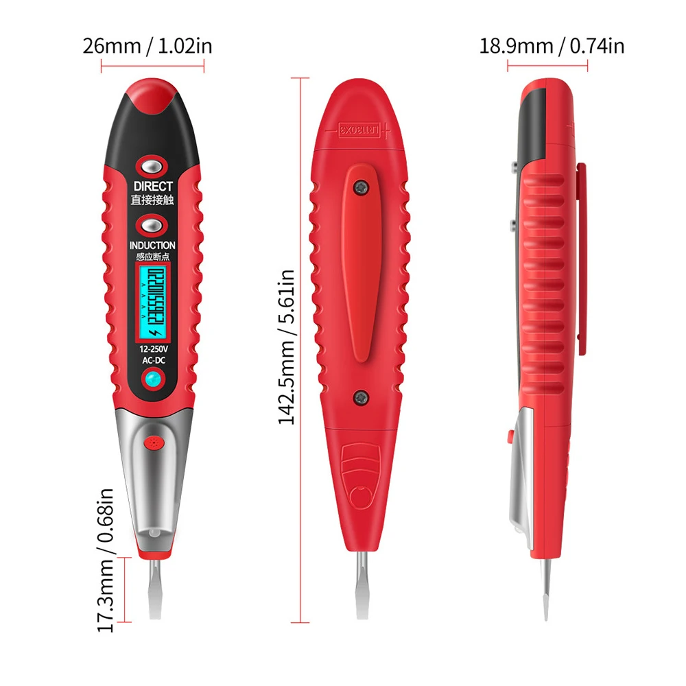 MultiDigital Tester Pen AC DC 12-250V Electricity Measurement Pen Non-contact Induction Voltage Detector Test Pen Pencil LCD