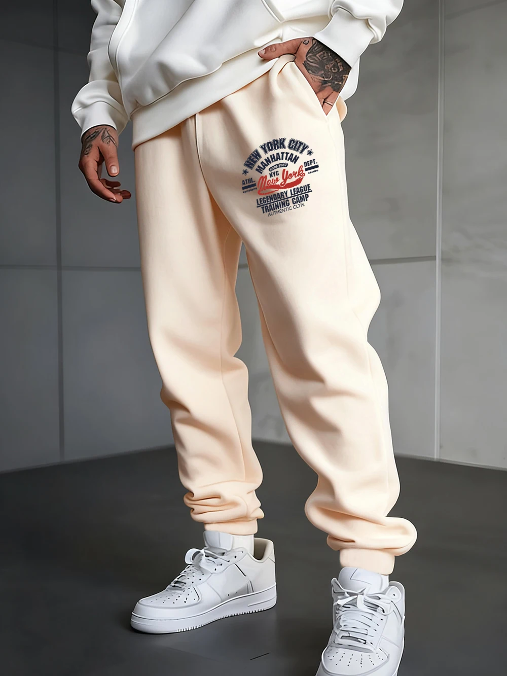 

Аутентичные спортивные штаны с принтом New York City, мужские базовые брюки для бега, флисовые теплые универсальные брюки с карманами, повседневная свободная одежда