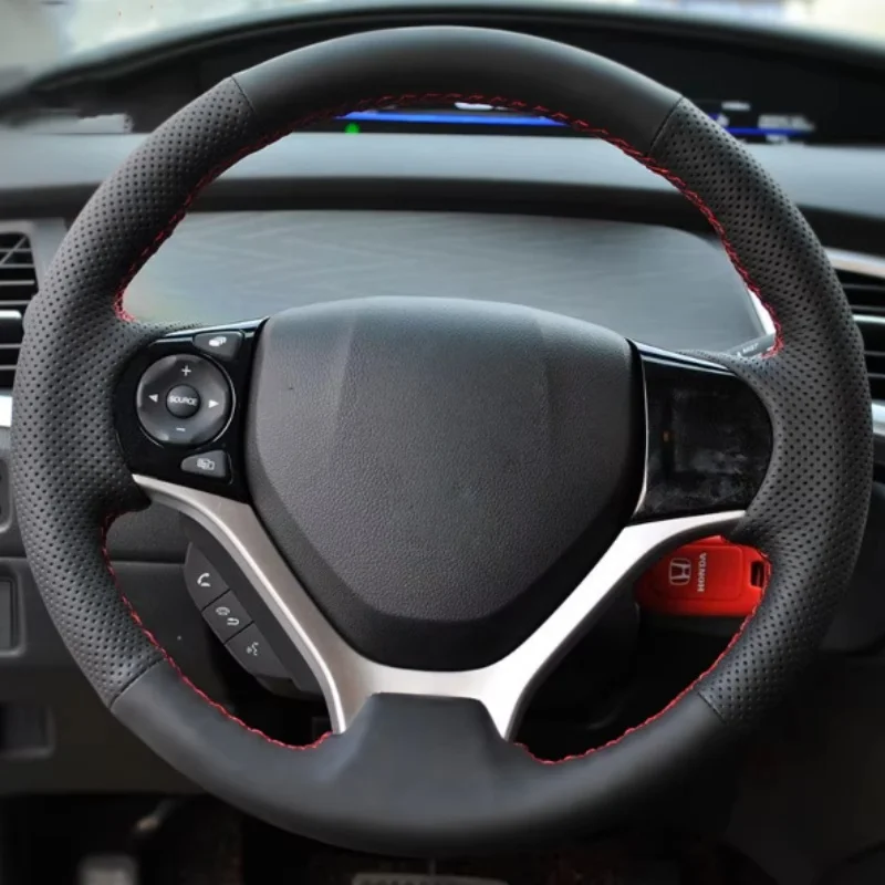 Housse de volant de voiture en cuir artificiel tressé antidérapant personnalisé Civic 9 2012 2013 2014 2015 Accessoires de voiture pour Honda Civic