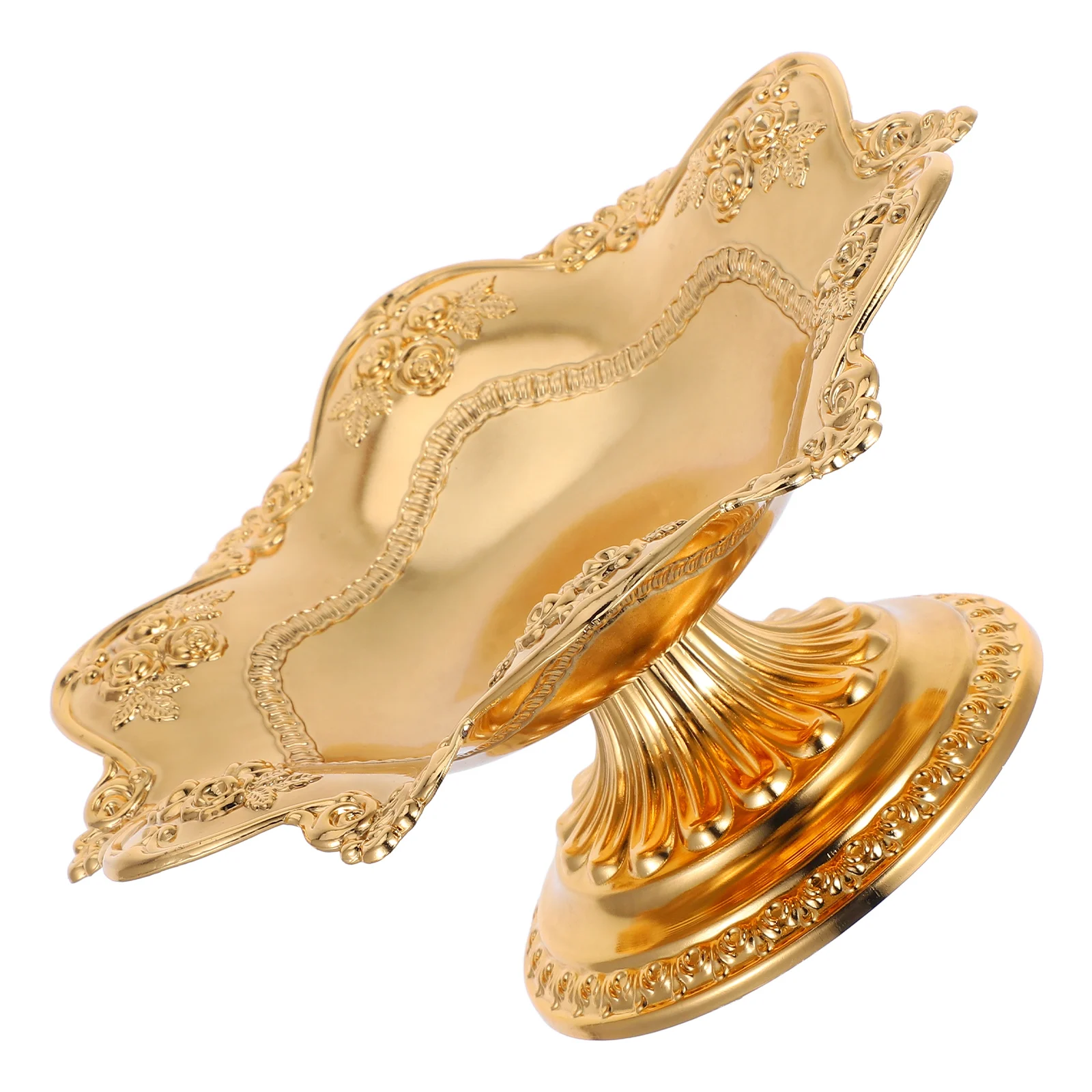 

Golden Fruit Tray Decorative Bowl High Footed Kitchen Counter Accessories Fruit Dish St