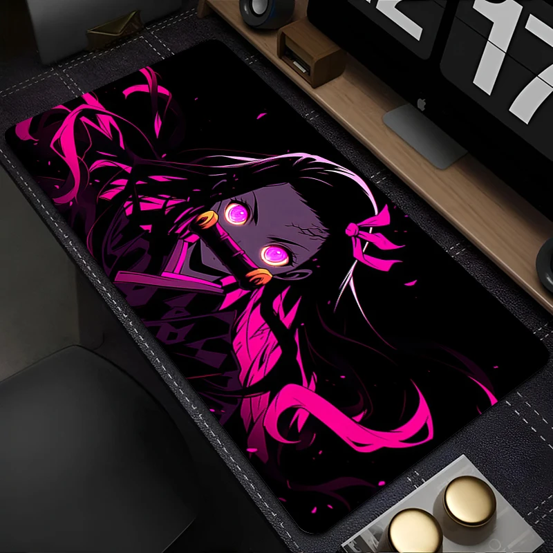 Laptop Black And White Mousepad Demon Slayer Kamado Nezuko Mouse Pad Japan Anime Keyboard Rug PC Kawaii Gamer Cabinet Desk Mat