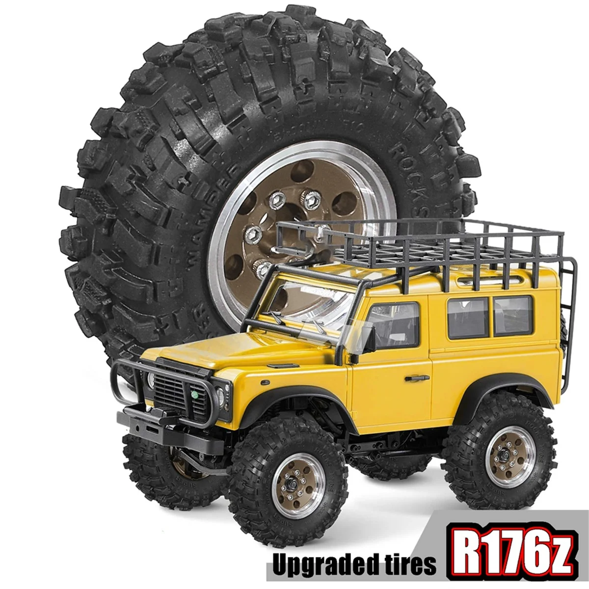 N18R 4pcs 51mm 1.0Inch Metal Beadlock Wheel Tire Set for 1/18 1/24 RC Crawler Car TRX4M SCX24 FCX24 Upgrade Parts Silver